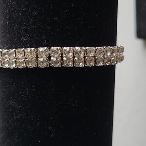 Silver Bracelet with Clear Stones